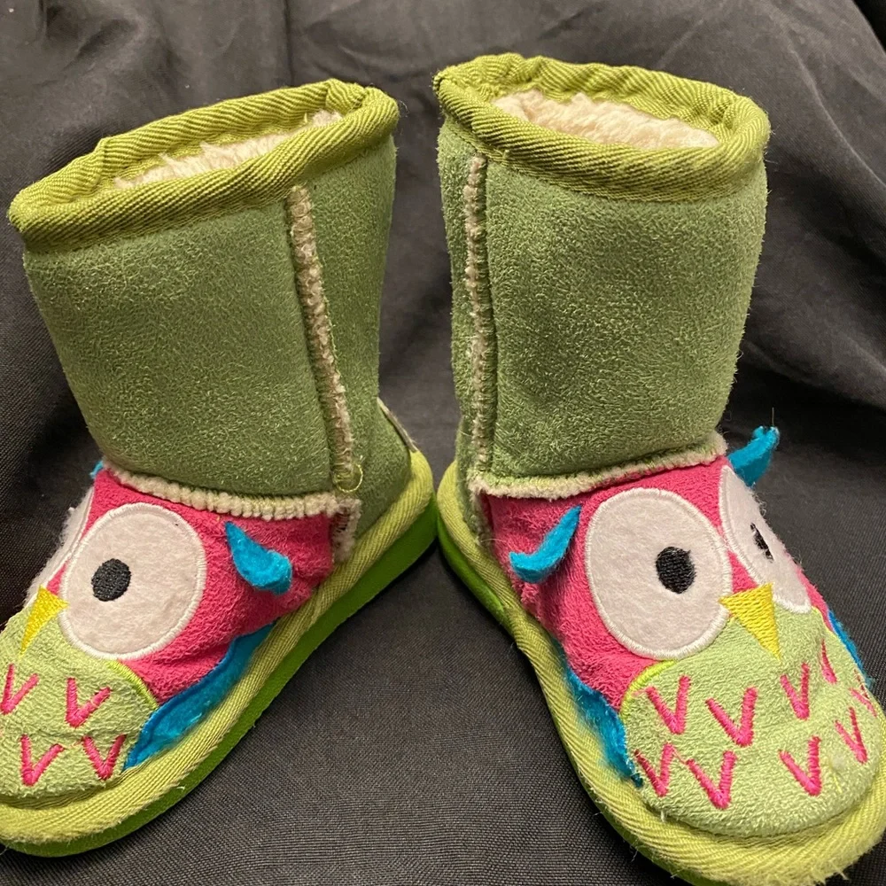Lazy One-Kids Owl Boots-XXS(4/5),‎ Green